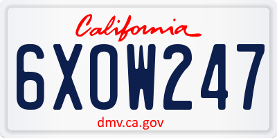 CA license plate 6XOW247