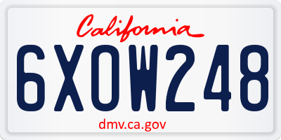 CA license plate 6XOW248