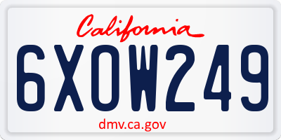 CA license plate 6XOW249