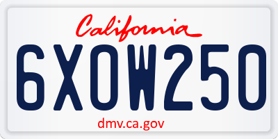 CA license plate 6XOW250