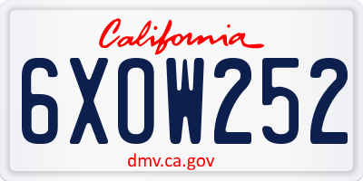 CA license plate 6XOW252