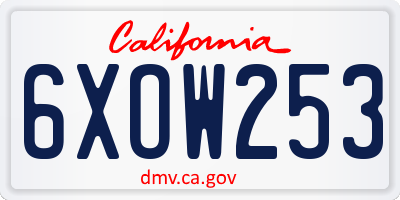 CA license plate 6XOW253