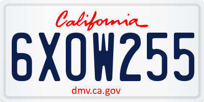 CA license plate 6XOW255