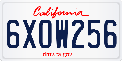 CA license plate 6XOW256
