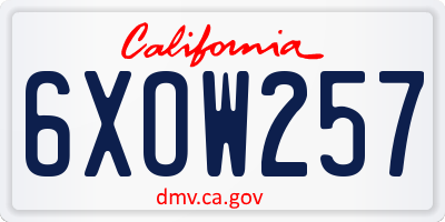 CA license plate 6XOW257