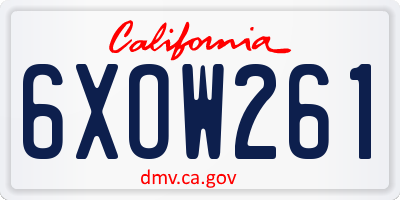 CA license plate 6XOW261