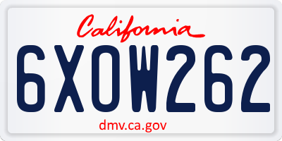 CA license plate 6XOW262