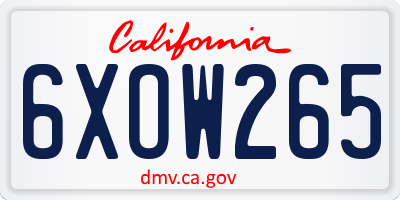 CA license plate 6XOW265