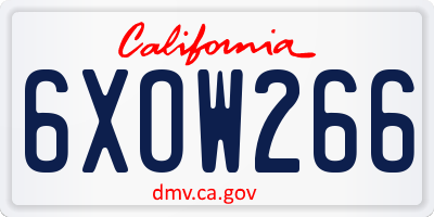 CA license plate 6XOW266