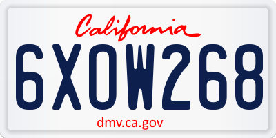 CA license plate 6XOW268