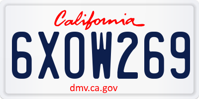 CA license plate 6XOW269