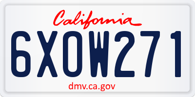 CA license plate 6XOW271