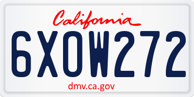 CA license plate 6XOW272