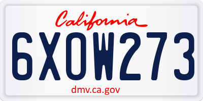 CA license plate 6XOW273