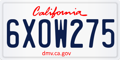 CA license plate 6XOW275