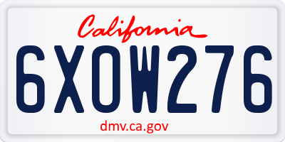 CA license plate 6XOW276