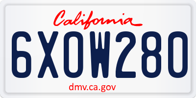 CA license plate 6XOW280