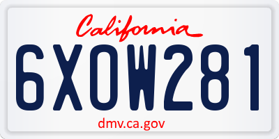 CA license plate 6XOW281