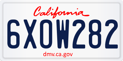 CA license plate 6XOW282