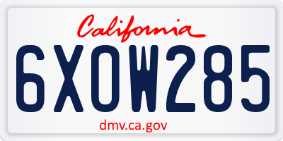 CA license plate 6XOW285