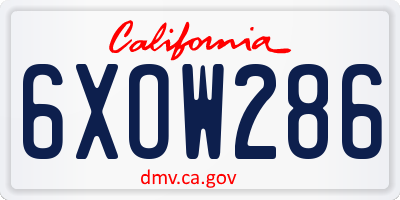CA license plate 6XOW286
