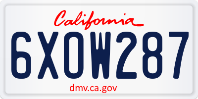 CA license plate 6XOW287