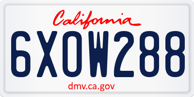 CA license plate 6XOW288