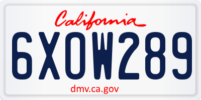 CA license plate 6XOW289