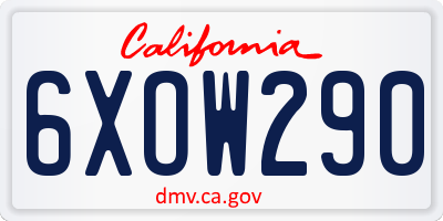 CA license plate 6XOW290