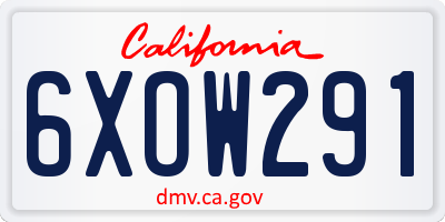 CA license plate 6XOW291