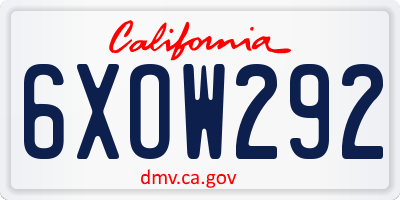 CA license plate 6XOW292