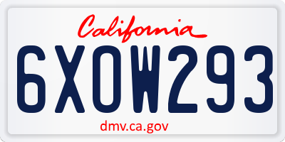 CA license plate 6XOW293