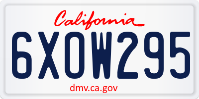 CA license plate 6XOW295