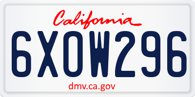 CA license plate 6XOW296