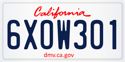 CA license plate 6XOW301