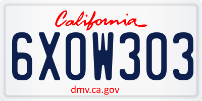 CA license plate 6XOW303