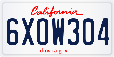 CA license plate 6XOW304