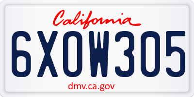 CA license plate 6XOW305