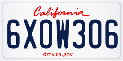 CA license plate 6XOW306