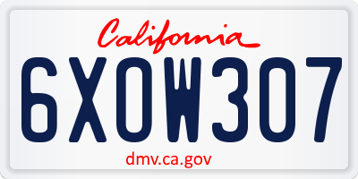 CA license plate 6XOW307