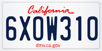 CA license plate 6XOW310