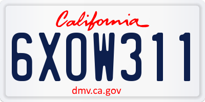 CA license plate 6XOW311
