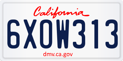 CA license plate 6XOW313
