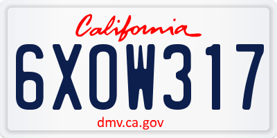 CA license plate 6XOW317