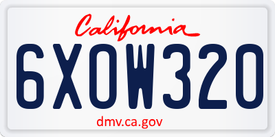 CA license plate 6XOW320