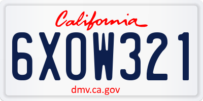 CA license plate 6XOW321