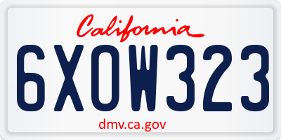CA license plate 6XOW323