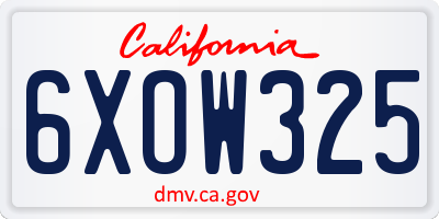 CA license plate 6XOW325
