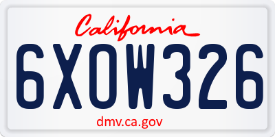 CA license plate 6XOW326