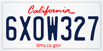 CA license plate 6XOW327